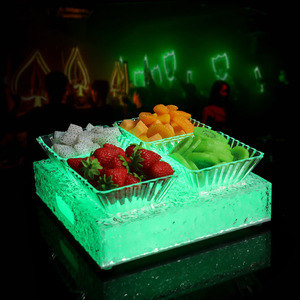 Bandeja de frutas iluminada de acero inoxidable con 4 o 6 compartimentos, estante rectangular para aperitivos de bar, para juego de bar. - Product Image 4