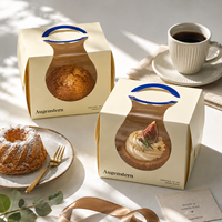 Boîtes à gâteaux biodégradables de luxe avec fenêtre, pelliculage mat, paillettes, emballage de boulangerie personnalisé imprimé pour les célébrations d'anniversaire et de mariage