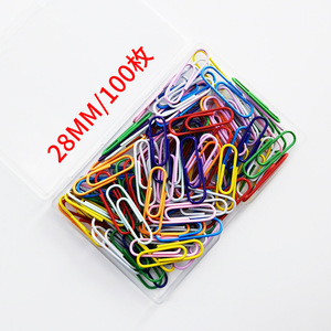 Colorful Plastic Coated Paper <b>Clips</b> 28mm 100 Pieces Mixed Colors Office Supply - Product Image 1
