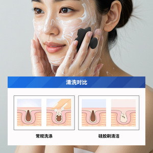 Brosse nettoyante pour le visage, poils en silicone doux, conception hexagonale, nettoyage en profondeur, manuelle, portable, pour le nettoyage des pores - Product Image 3