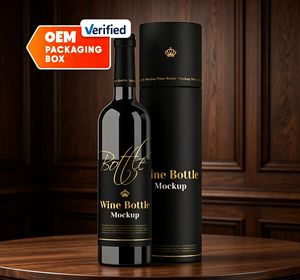 Caja de Embalaje para Botellas de Vino con Estampado en Lámina Dorada Personalizable, Acabado Mate y Tapa de Cartón Rígido, Caja de Bebidas de Alta Gama - Product Image 1