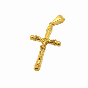 Colgante de cruz de oro de 18k, collar religioso, joyería de acero inoxidable con colgante de cruz de Jesús - Product Image 4