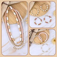 Kit de fabrication de bijoux en perles Heishi en argile polymère DIY, ensemble de perles plates rondes de couleur rose neutre, perles en vrac pour la fabrication de bracelets et de colliers