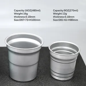 Custom 0.18mm Aluminum Disposable Beer Cola Cup Outdoor Camping Recyclable Party Mug 9oz 16oz Cold Drink Aluminum 12oz Cup