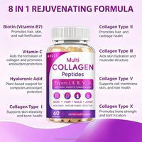 Poudre de peptides multi-collagènes, protéines hydrolysées, capsules molles, biotine, vitamine C, acide hyaluronique pour la réduction des rides chez l'adulte