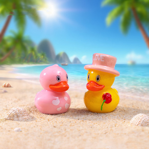 งานฝีมือเป็ดคู่เรซิ่นจิ๋ว วาดด้วยมือ งานศิลปะขนาดเล็ก รูปปั้นสัตว์จิ๋ว ของตกแต่งสำหรับวันวาเลนไทน์ ของขวัญเป็ด - Product Image 4