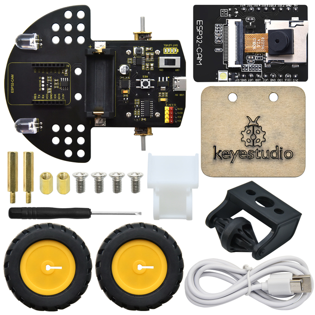 Keyestudio ESP32-CAM Camera Module Video Car Compatible with Legos WIFI Control Stem Robot Kit Vision Smart Car for Programming