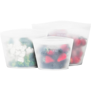 Ensemble de sacs de conservation alimentaire en silicone réutilisables, transparents, étanches, sans BPA, de qualité congélateur, portables pour les voyages - Product Image 1