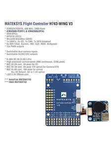 MATEK ชุดควบคุมการบินรุ่นใหม่ H743-WING V2 อัปเกรดเป็น V3 รองรับกล้องคู่ สำหรับโดรนแข่ง - Product Image 2