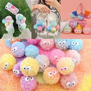 Zapatos creativos con agujeros, pompón <span class=keywords><strong>de</strong></span> piel <span class=keywords><strong>de</strong></span> cordero, accesorios <span class=keywords><strong>de</strong></span> bola, venta al por mayor, bricolaje, lindo ojo, Pompón, bola, hebilla, <span class=keywords><strong>manualidades</strong></span> decorativas - Product Image 2
