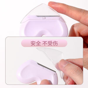 LMLTOP Mini tondeuse à sourcils en forme de cœur, lot de 2, en acier inoxydable avec filet de protection pour usage général, rose et violet - Product Image 1