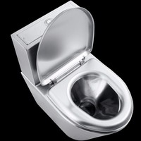 Cuvette de toilettes en acier inoxydable WC, toilettes durables en acier inoxydable à poser au sol pour lieux publics