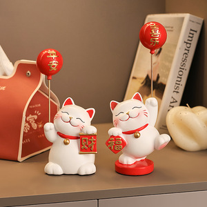 Juego de Figuras de Gato de la Suerte Hechas a Mano en Resina, Maneki Neko, Estatua de la Fortuna, la Riqueza y la Paz para el Año Nuevo Chino, Decoración para el Hogar y la Oficina, Regalo - Product Image 4