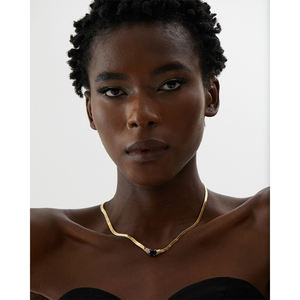 JINYOU 1839 lujo verde grande CZ Zircon cúbico piedra Acero inoxidable serpiente cadena collar <span class=keywords><strong>2025</strong></span> tendencia oro Collar joyería de moda - Product Image 5