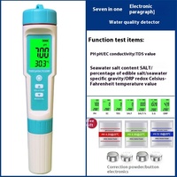 Portable 7-en-1 C600 pH-mètre multifonctionnel salinité hydromètre ORP compteur de potentiel négatif TDS testeur stylo qualité de l'eau ODM