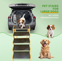 Escalier pour chien en bambou à 3 marches, vente en gros, pour petits chiens