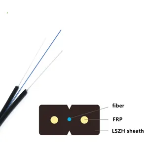 2 ליבות במצב יחיד עם 2 מקביל FRP FTTH GJXFH זרוק כבל סיבים אופטי כבל