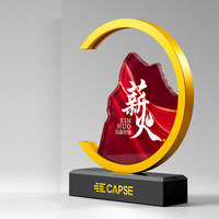 Mountain Shape Awards Trophée en verre cristal poli Prix en métal