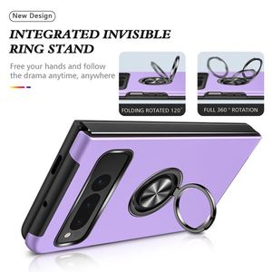 เคสโทรศัพท์สำหรับ Google Pixel Fold พร้อมขาตั้งในตัวแบบวงแหวน สำหรับใช้ในรถยนต์ ดีไซน์สำหรับผู้หญิง สีม่วง สำหรับโทรศัพท์แบบพับได้ - Product Image 3