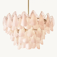 Lustre moderne de luxe en verre soufflé à la main, style pétales français, pour chambre à coucher, villa, maison