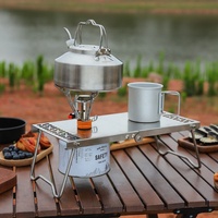 Table pliante en acier inoxydable pour camping en plein air, portable, multifonctionnelle, pour pique-nique, thé, barbecue, réchaud à gaz plat pliable