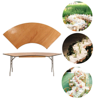 Table à manger pliante en contreplaqué pour mariage, forme demi-lune en S, mobile