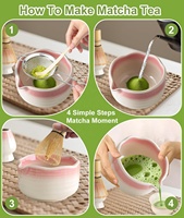Ensemble de fouets à matcha 7 pièces, ensemble de matcha en céramique comprenant un bol et un support, un fouet en bambou (Chasen), un tamis, une cuillère, une spatule et un repose-fouet
