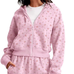 Felpa Casual Personalizzata con Zip, Orlo a Costine, Maniche Lunghe, Cardigan, Pantaloncini, Tuta Oversize per <span class=keywords><strong>Donna</strong></span> - Product Image 1