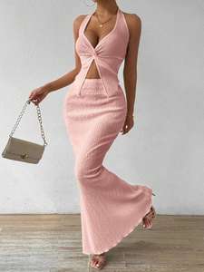 Elegante vestido de mujer de moda sin tirantes sin mangas ahuecado giro sexy hip WRAP vestido de mujer - Product Image 4