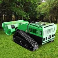 Mesin Pemotong Rumput Robot Desain Baru Ukuran Kecil Lebar Pemotongan 900mm Tanpa Kabel DIY Kelas Industri Remote Control Crawler Flail Mower