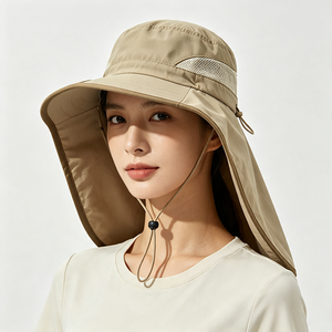 Wholesale Boonie <b>Hat</b> Neck Flap UV Protection Wide Brim Outdoor Sun Mesh Breathable Casual Fishing Hiking Custom Logo Image - Product Image 1