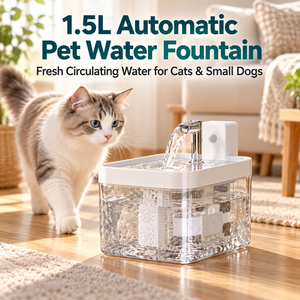 Fontaine à eau automatique pour animaux de compagnie de 1,5 L avec capteur et filtre circulant pour chats et petits chiens - Product Image 3