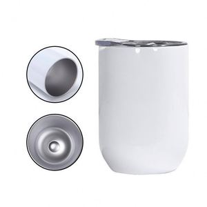 Vaso de Vino Recto Blanco de 12 oz para Sublimación, Personalizado, Libre de BPA, para Fiestas, Vaso de Vino de Acero Inoxidable con Tapa - Product Image 1