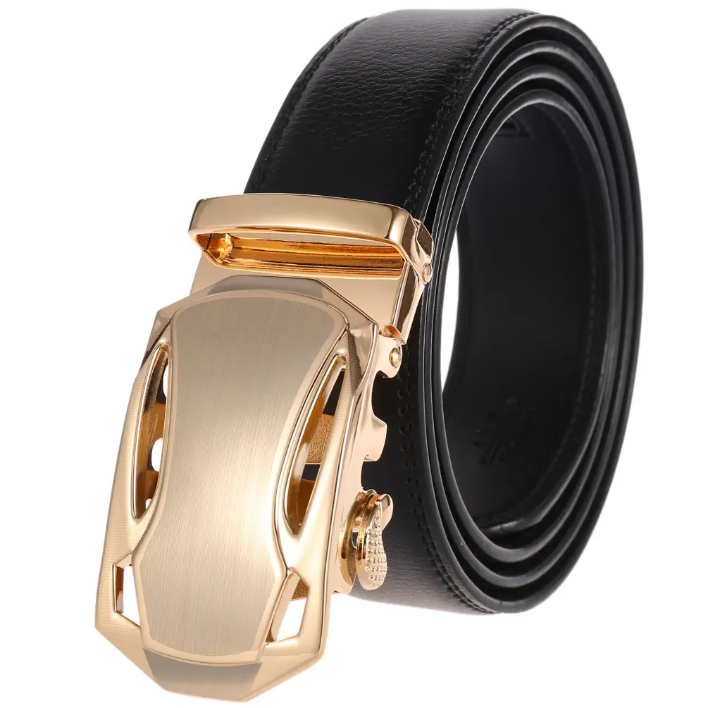 Cinturones de cuero genuino personalizados para hombre, 35mm de ancho, 1 3/8 ", hebilla automática deslizante, cinturón de vestir con trinquete