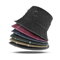 Topi Bucket LDSC Grosir Heavy Duty Distressed Washed Custom Bordir 3D Berkualitas Tinggi Topi Mancing Vintage