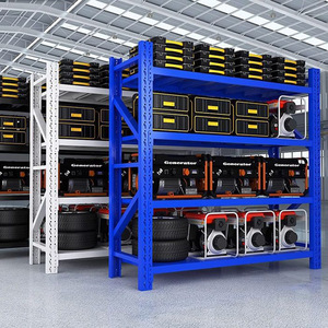 رفوف تخزين فولاذية متعددة المستويات قابلة للتعديل - نظام رفوف بسعة 500 كجم لكل طبقة للمستودعات والتكديس الصناعي - Product Image 1