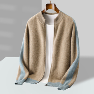 <span class=keywords><strong>Cardigan</strong></span> da Uomo 2025 di Alta Qualità, 100% Lana, Maglione Lavorato a <span class=keywords><strong>Maglia</strong></span>, Elegante e Caldo con Blocchi di Colore - Product Image 1
