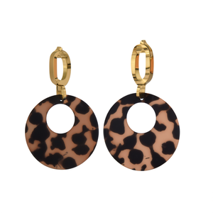 Pendientes de Moda con Diseño de Concha de Tortuga, Acrílico, Chapado en Oro, Acero Inoxidable 316L, Sostenibles y Resistentes - Product Image 2