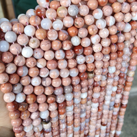 Perles rondes en agate rose naturelle, une chaîne de perles pour la fabrication de bijoux DIY, bracelet pour femmes et hommes, cadeau de bijoux
