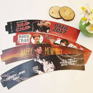 Fundas de Papel Reutilizables Ecológicas para Vasos de Café Caliente, Personalizadas con Impresión, para Fiestas de Cumpleaños Kpop - Product Image 3