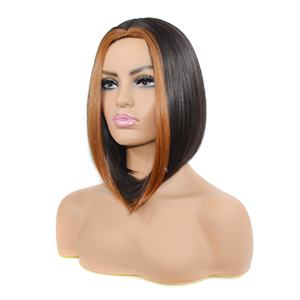 Perruque Synthétique en Fibre de Haute Qualité, Vente en Gros, Meilleur Fournisseur de Perruques Noires avec Mèches <span class=keywords><strong>Blondes</strong></span>, pour Femmes Noires - Product Image 5