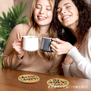 Sous-verre rond en bambou, tapis isolant thermique en bois pour tasse à café, décoration d'intérieur - Product Image 2