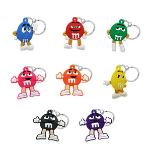 custom rubber keychain cartoon keyrings mini bean character key chains fit kids bag keys decorations gifts wholesale kids toys