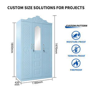 Armoire métallique gaufrée en acier bleu pour chambre à coucher, vente en gros - Product Image 2