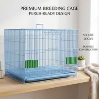 Cage à oiseaux rectangulaire pliable extra large, solide, écologique, simple et moderne, avec plateau amovible, mangeoires intégrées et fermeture à bouton.