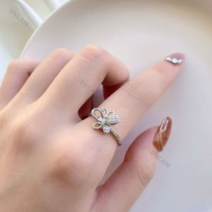 Dylam Anniversary Gift Modern Butterflies Fine Jewelry for Women Shiny Korea Personalized S925 <b>Silver</b> <b>Sterling</b> <b>Rings</b> - Product Image 3