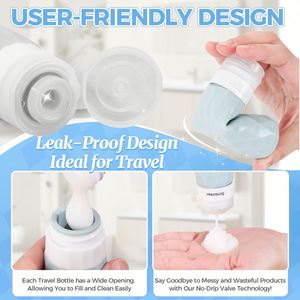 Kit de toilette rechargeable avec logo personnalisé OEM, ensemble de flacons en silicone de taille approuvée avec étui, kit de flacons de voyage anti-fuite - Product Image 4
