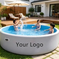 Aufblasbarer Runder PVC-Pool 5mm Dick Tragbarer Kinder-Schwimmpool Geeignet für Familie Drinnen Draußen Garten Sommer