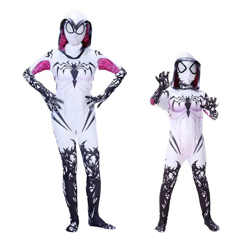 Vêtements de fête Parent-enfant, vente en gros, leggings de super-héros, Cosplay, costume Spider Zentai incroyable, Costumes d'halloween pour enfants