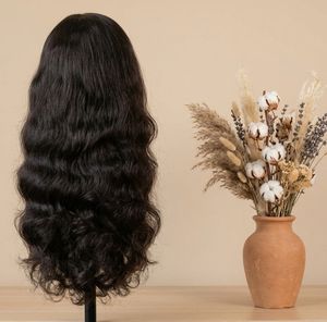 Perruque de luxe en cheveux humains longs et ondulés, noirs naturels, vierges, pleine densité, sans colle, vente en gros directe d'usine - Product Image 1
